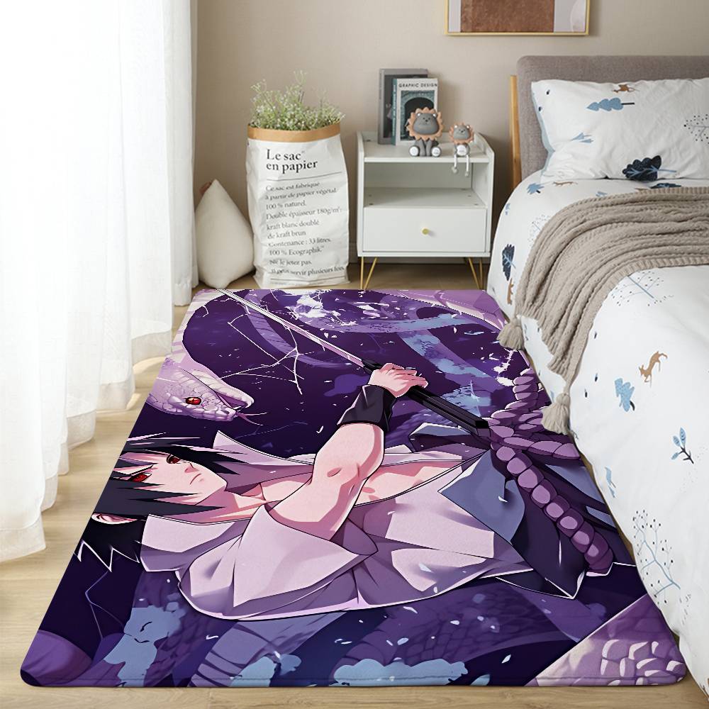 S-Sasuke Uchiha Floor Mat Pattern Printed Flannel Door Mat, Suitable For Bathroom, Living Room, Home Decoration