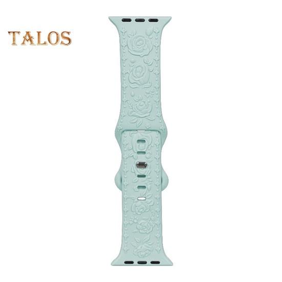 Grawerowany kwiatowy pasek do zegarka Odporny na zużycie, oddychający, przyjazny dla skóry, nieblaknący, grawerowany silikonowy pasek do zegarka 3D z kwiatowym wzorem do zegarka Apple Watch