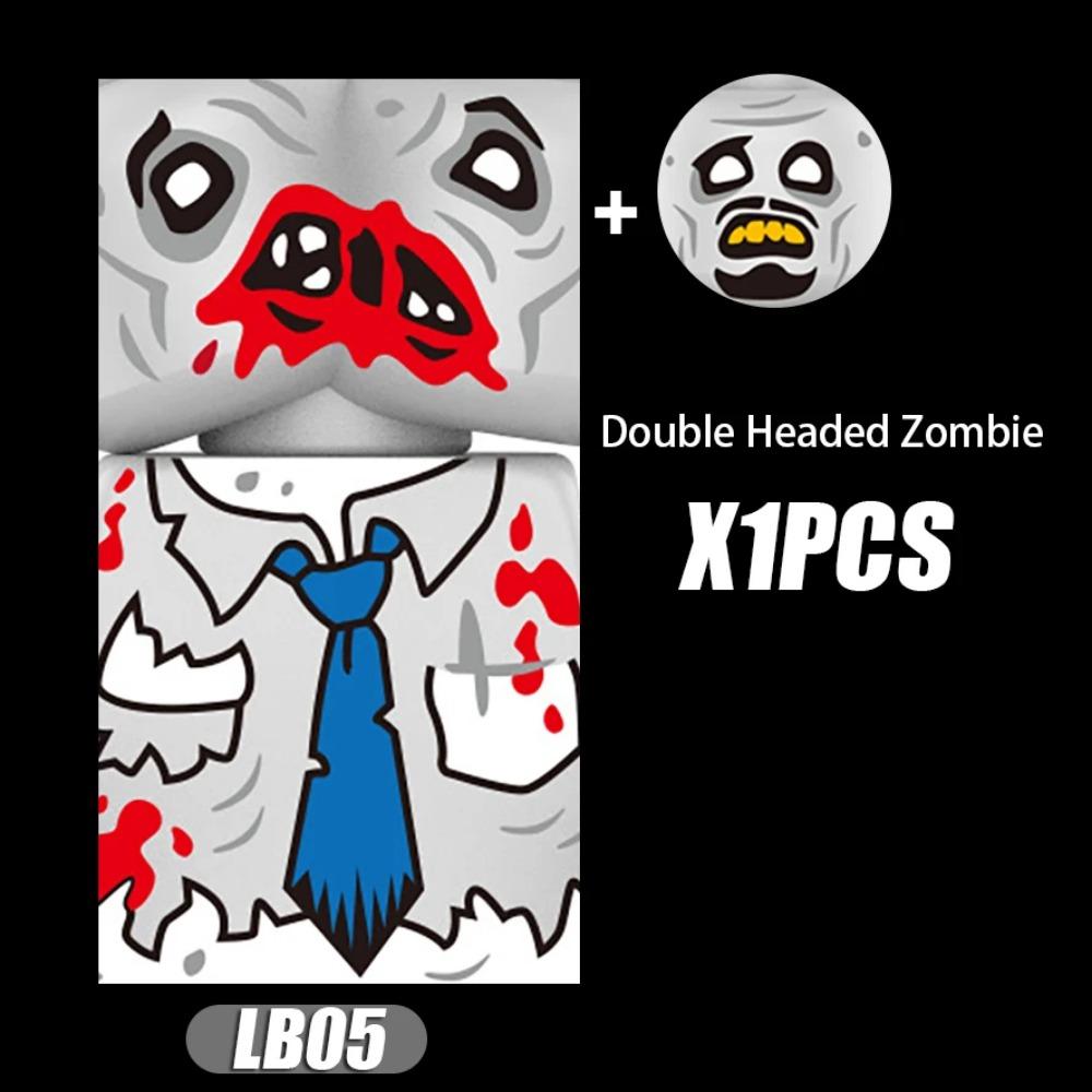 MOC Halloweenské Zombie Figurky Stavební Kostky Dvojitá Hlava Křivý Krk Příslušenství Kostky Hračky Dětský Dárek