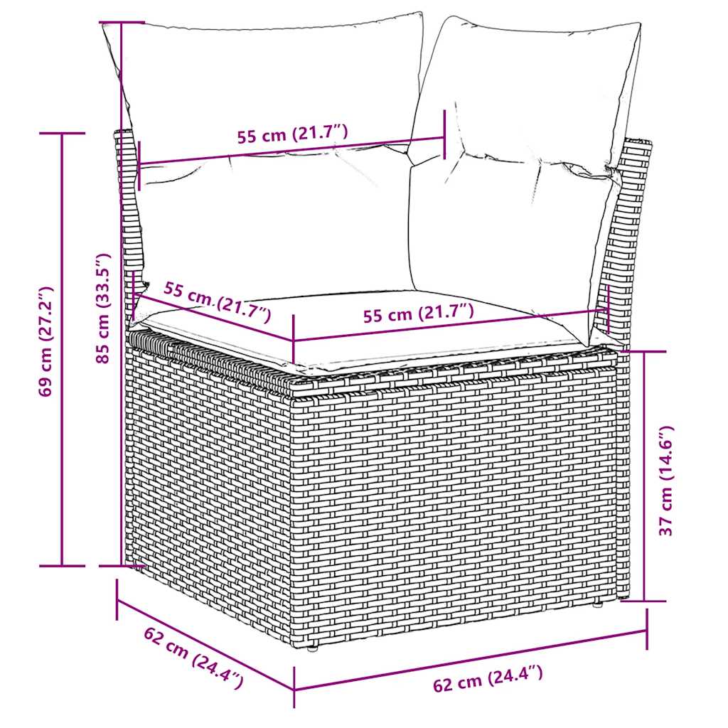 9 Piece Garden Sofa Set with Cushions Light Grey Poly Rattan