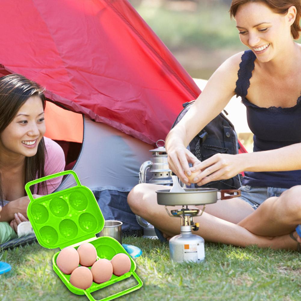 6-Grid Egg Storage Cases Shockproof Refrigerator Eggs Case Dropproof Eggs Protection Tray Non-slip with Handle Kitchen Supplies