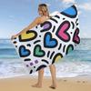 Large Quick-Dry Beach Towel - Super Absorbent Microfiber Bath & Pool Towel with Vibrant Hearts Pattern In Blue,Pink,Yellow,Green