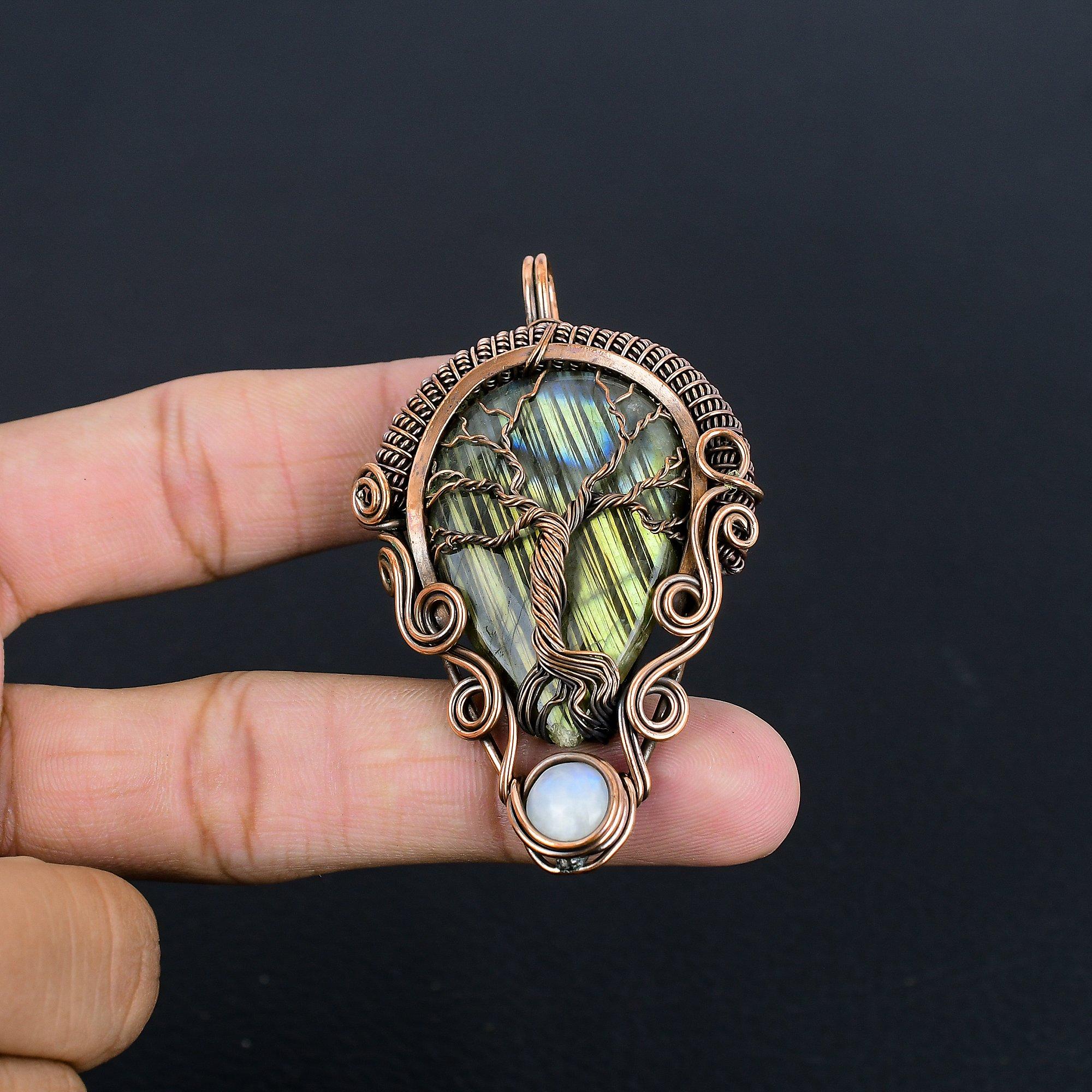 

Labradorite Jewelry, 999 Copper Wire Wrapped Pendant Handmade Gemstone Jewelry, Gifts For Wife Brand New Pendant 2.25 Inches
