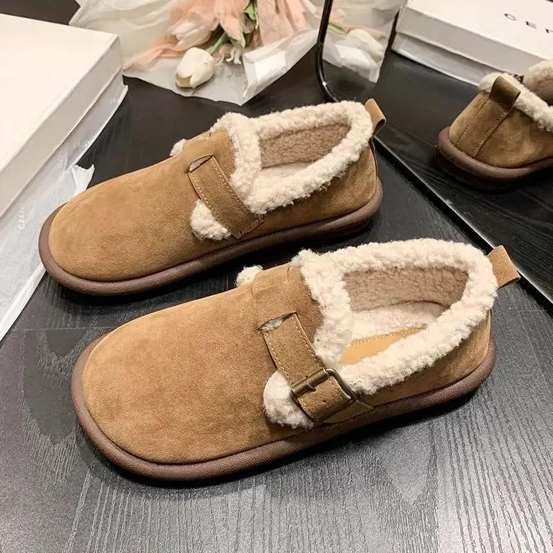 Shoes For Women Tabi Round Toe Flat Womens Snow Boots Loafers Black Elegant And Fashion Hot Pu Stylish Offer Lamb Gothic