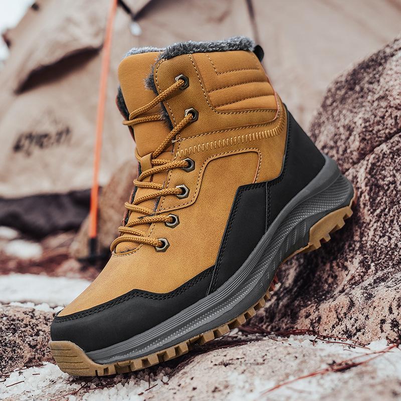 Winter New Cotton Boots Men's Casual Cotton Shoes Piled Thickened Snow Boots Warm Outdoor Mountaineering High-top Cotton Boots