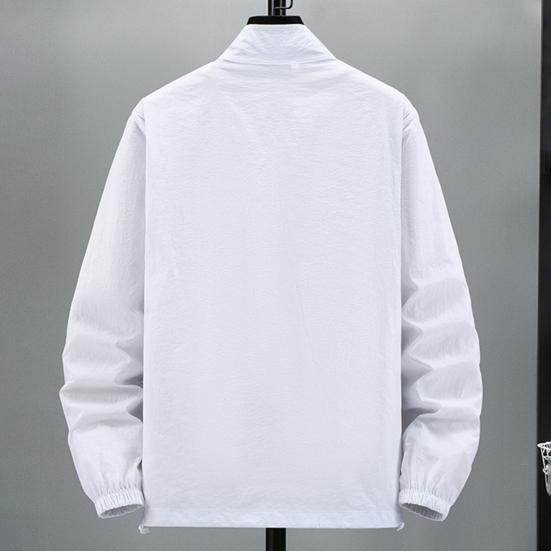 Men Outdoor Jacket Long Sleeves Sun Protection Breathable Solid Color Zipper Closure Anti-UV Ultra-thin Plus Size Cycling Sports Sun Protection Coat