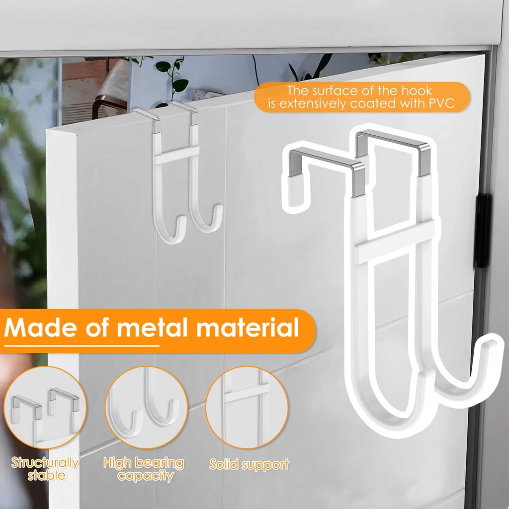 2 Stück Über-Tür-Haken Metall Doppel-Türhänger Haken Küche Badezimmer Schranktür Rückseite Typ Mantel Handtuch Aufbewahrungshänger