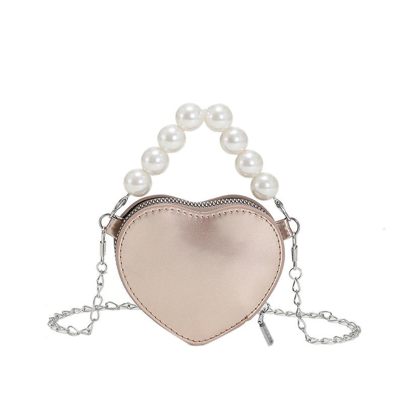 

Crossbody bag women s pearl chain love-shaped small bag 2024 new high-end niche shoulder mini lipstick bag шампанського