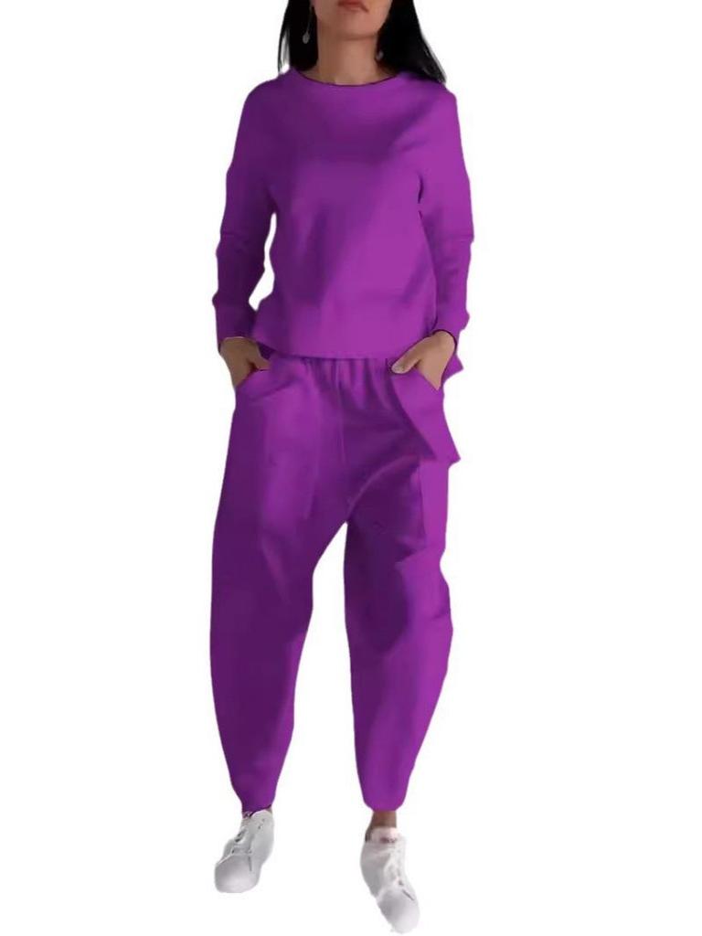 2024 Fall Trendy Lace-Up Multi-Pocket Solid Color Casual Sports Pants Set