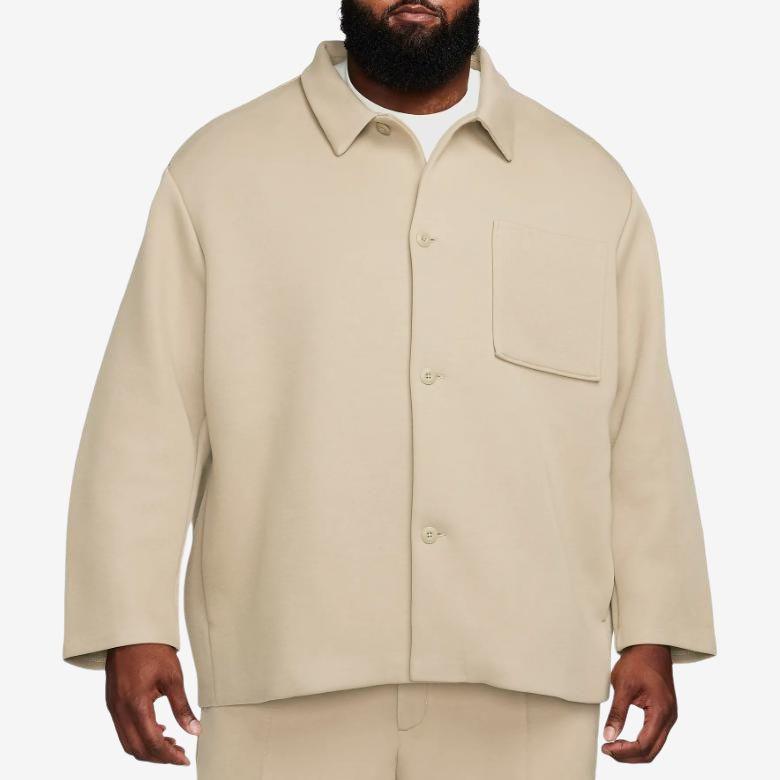 Nike Sportswear Tech Fleece Reimagined Oversized Shacket Khaki Men Tops Tan FB8167-247