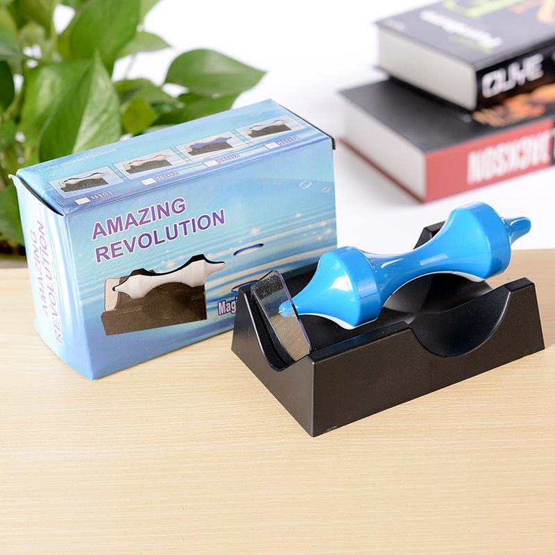 Two-Color Magnetic Levitation Gyro Toy: Rotating Physics Model with Plastic Pendulum In TikTok Style.