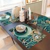 4-Piece [Floral Golden] Placemat, Washable & Durable Placemat, Home Kitchen & Dining Table Decor