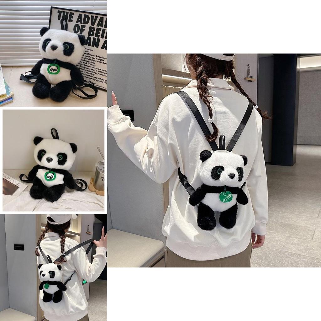 Cute Panda Plush Shoulder Bag With Zipper Pouch For Daily Use