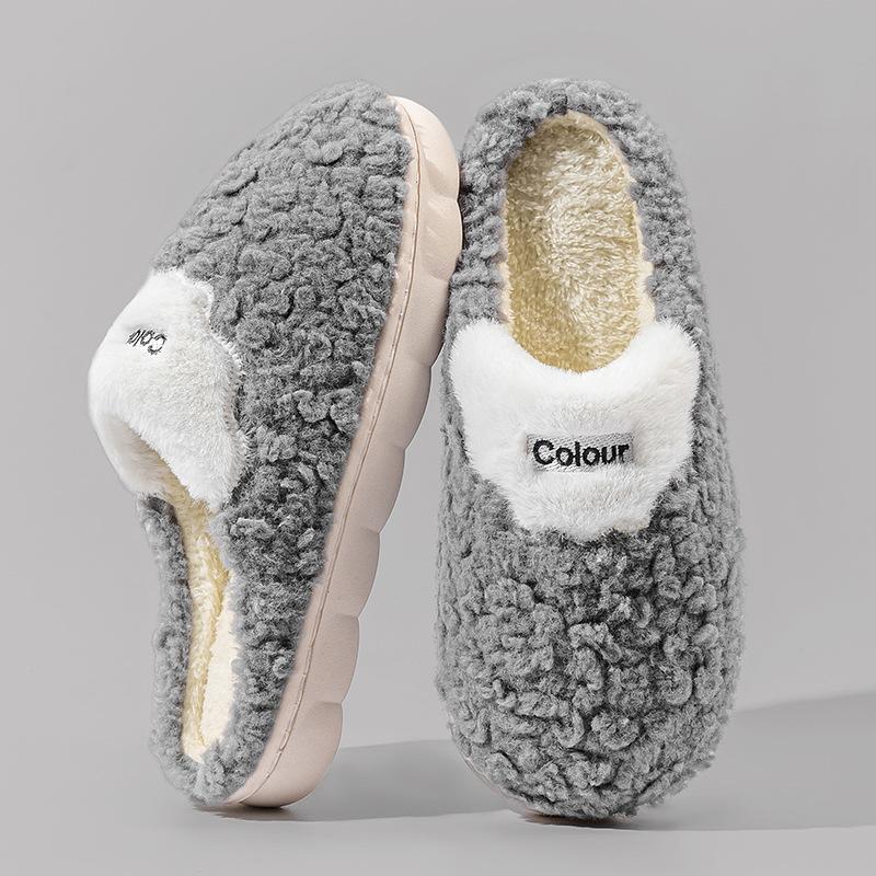 Cotton slippers women's winter cute home use spring and autumn indoor non-slip home warmth winter plush men