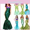 Fantasia de Sereia Encantadora para Mulheres Cosplay Para Festas Românticas de Fantasia de Sereia Marinha