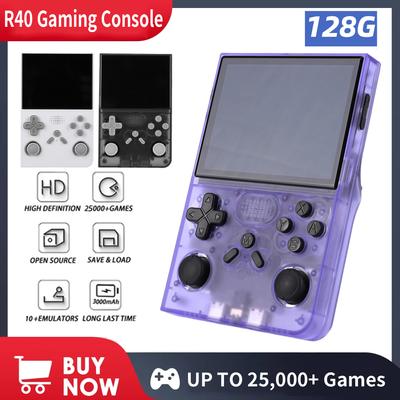 Novo Console de Jogo Portátil R40 Retro Linux Arcade Sistema Linux Tela IPS de 3,5" Leitor de Vídeo Portátil de Bolso 128G 25000+ Jogos
