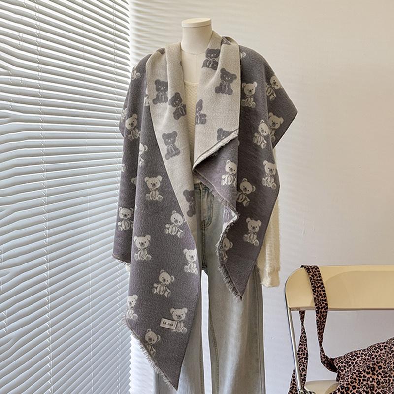 

Женская роскошная кашемировая зимняя шаль - Милый принт по всей поверхности с кисточками Пашмина Бандана Накидка