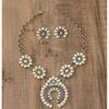 Boho Turquoise Pendant Necklace Set With Earrings Zinc Alloy Chain U-Shaped Vintage Style Women Men Casual Wear