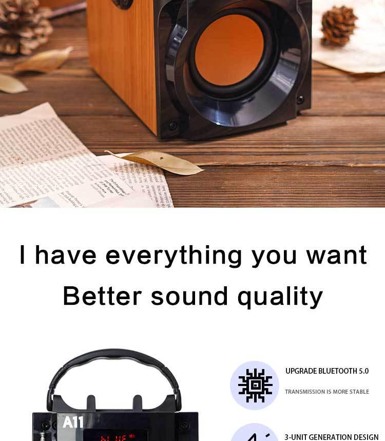 A11 Mobiler Bluetooth-Lautsprecher 4.0 - Kompakt, Outdoor, Schwerer Bass mit Kartensteckplatz