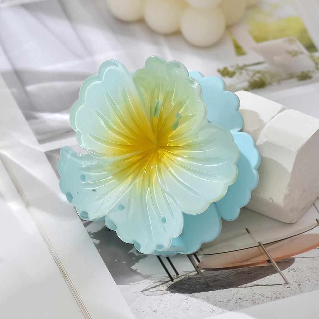 Gradient Flower Acrylic Hair Claw Clip for Women Sweet Hair Claws Crab Clamp Barrettes Hawaiian Headwear Accessories