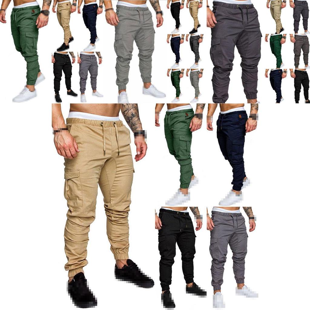Mens Urban Fashion Slim Fit Zipper Shirring Twill Cargo Jogger Pants In Premium Quality Cotton Blend
