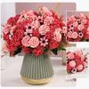 15 flower head artificial flower silk hydrangea white wedding small bouquet fake flower party DIY decoration