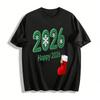 2026 Christmas Themed Snowflake Number Print Casual Holiday Top Pure Cotton T-shirt