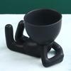 Creative Black Figure Flower Pot Succulent Plant Pot for Home Tabletop Decor Black Figure Cactus Potted Abstract Statue PlantPot