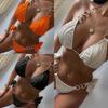 2024 Women's European & American High Waist Bikini with Chain Triangle Cup