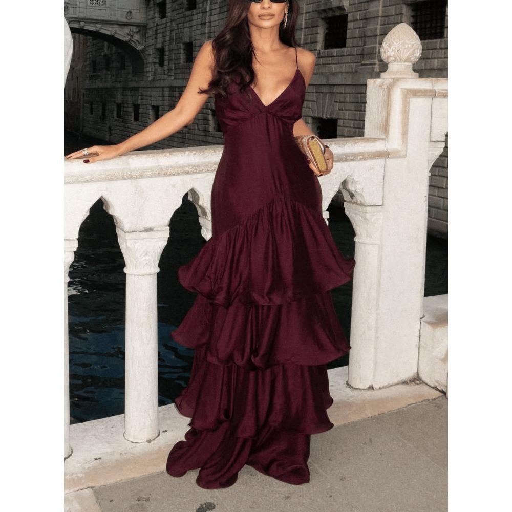 

Women s I French Deep V Tube Top Waist Dress Suspender Cake Dress S
