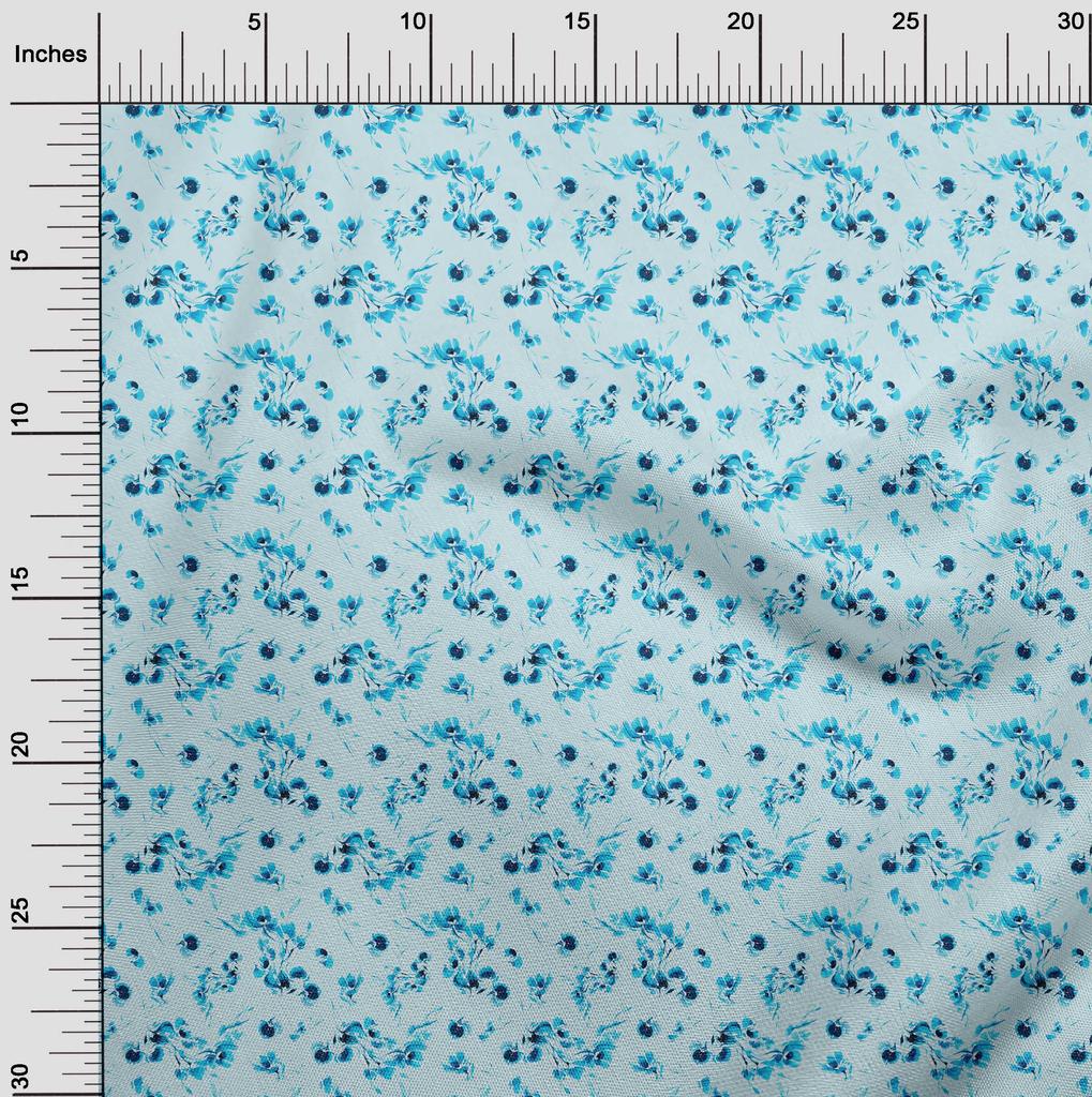oneOone Cotton Flex Light Blue Fabric Abstract Floral Sewing Craft Projects Fabric Prints By Yard 40 Inch