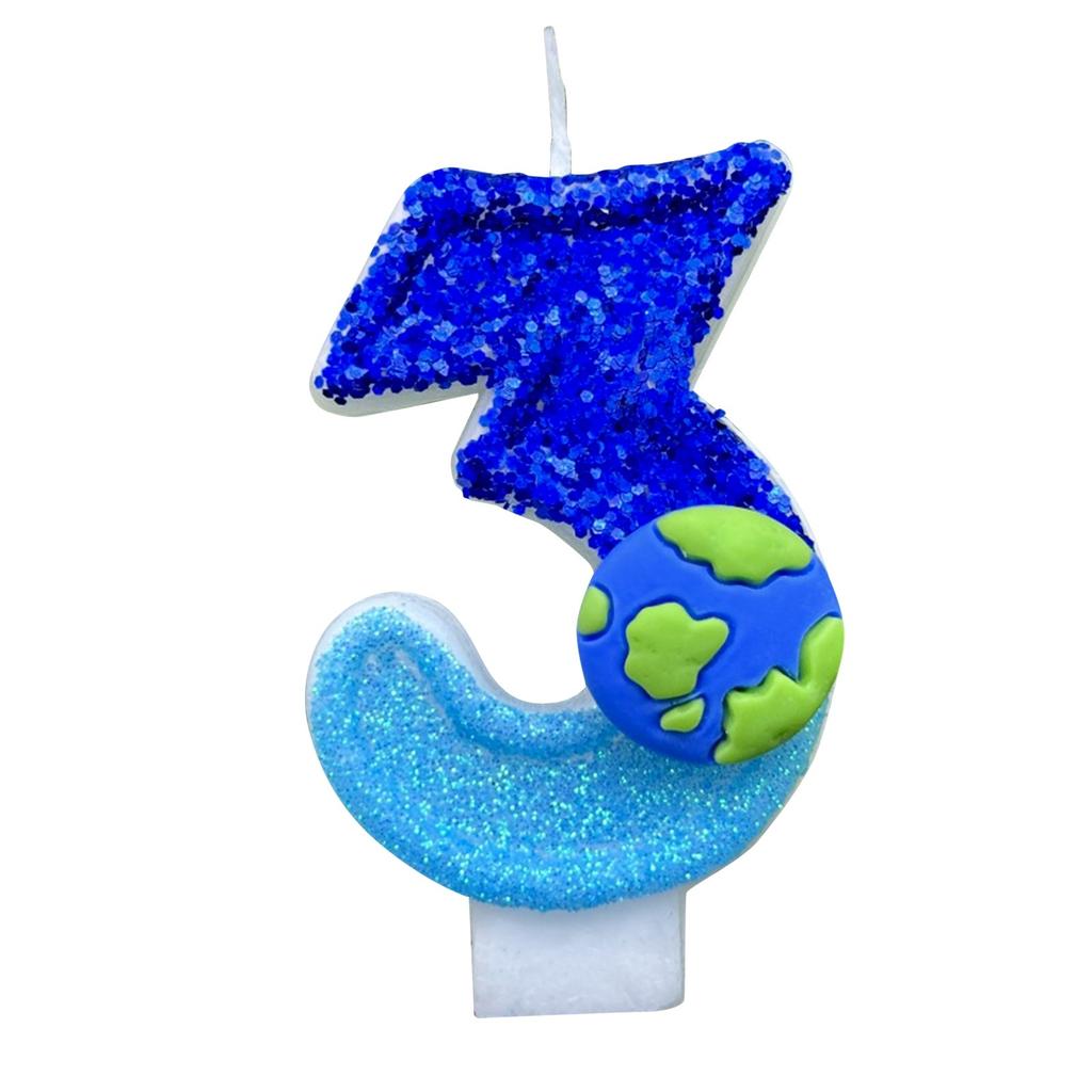 1PCS Children's Number Birthday Candles 0-9 Number Blue Birthday Soccer Ball Candle for Boy Party Cake Topper Decoration