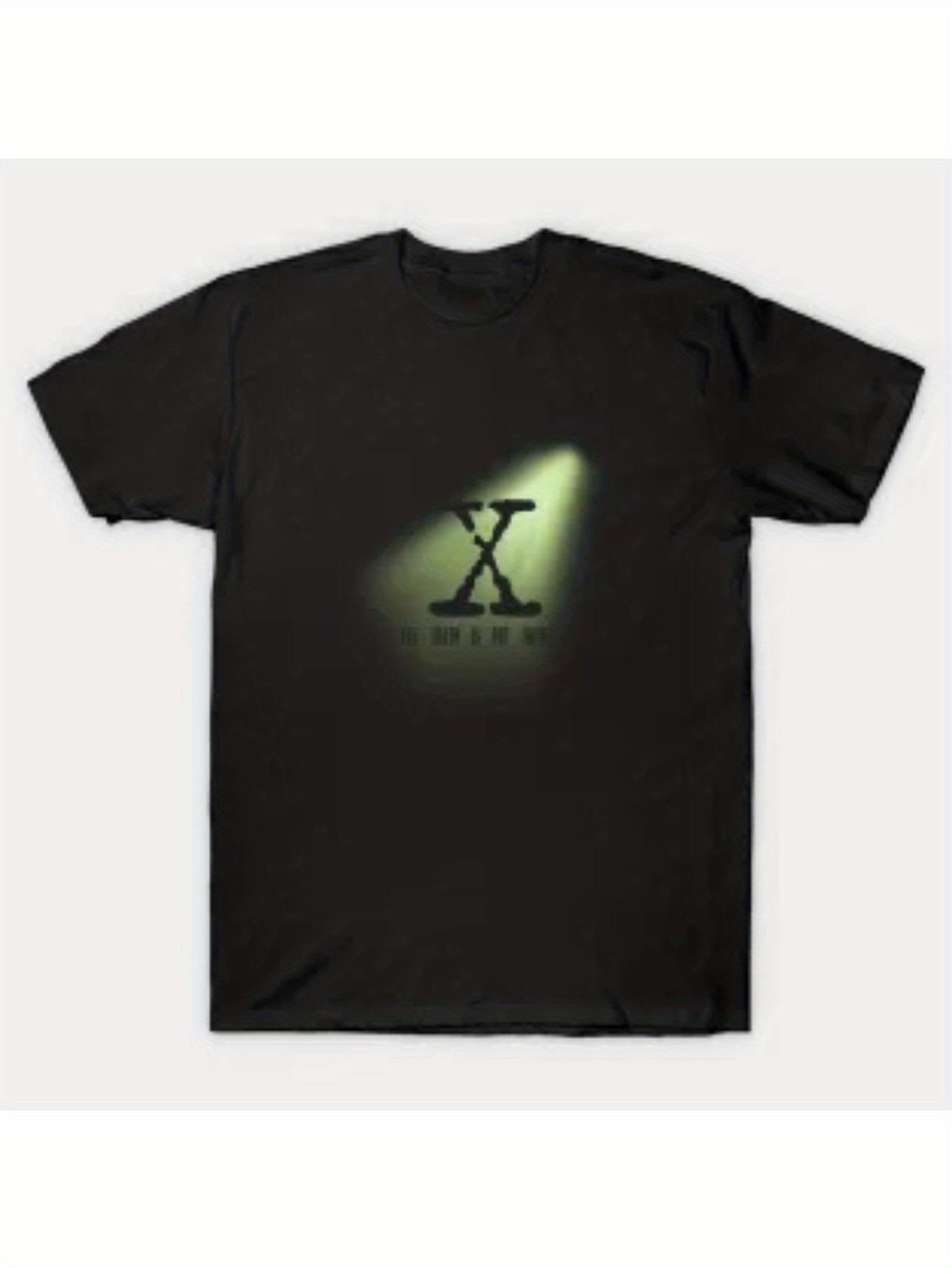 

Men S Vintage Graphic T-Shirt - Black Tee Featuring Green UFO X-Files Design XL