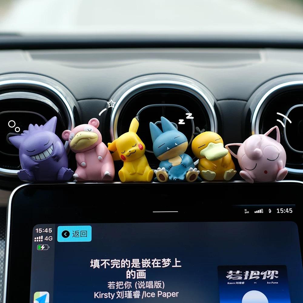 Cute Sleeping Pokemon Mini Figures Car Dashboard Decor Anime Gift for Fans