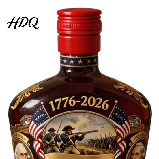 Limited Edition American History Bottle 250th Anniversary Wine Commemorative Colored Glass Decanter with Founding Fathers 1776-2026 Keepsake Historic
