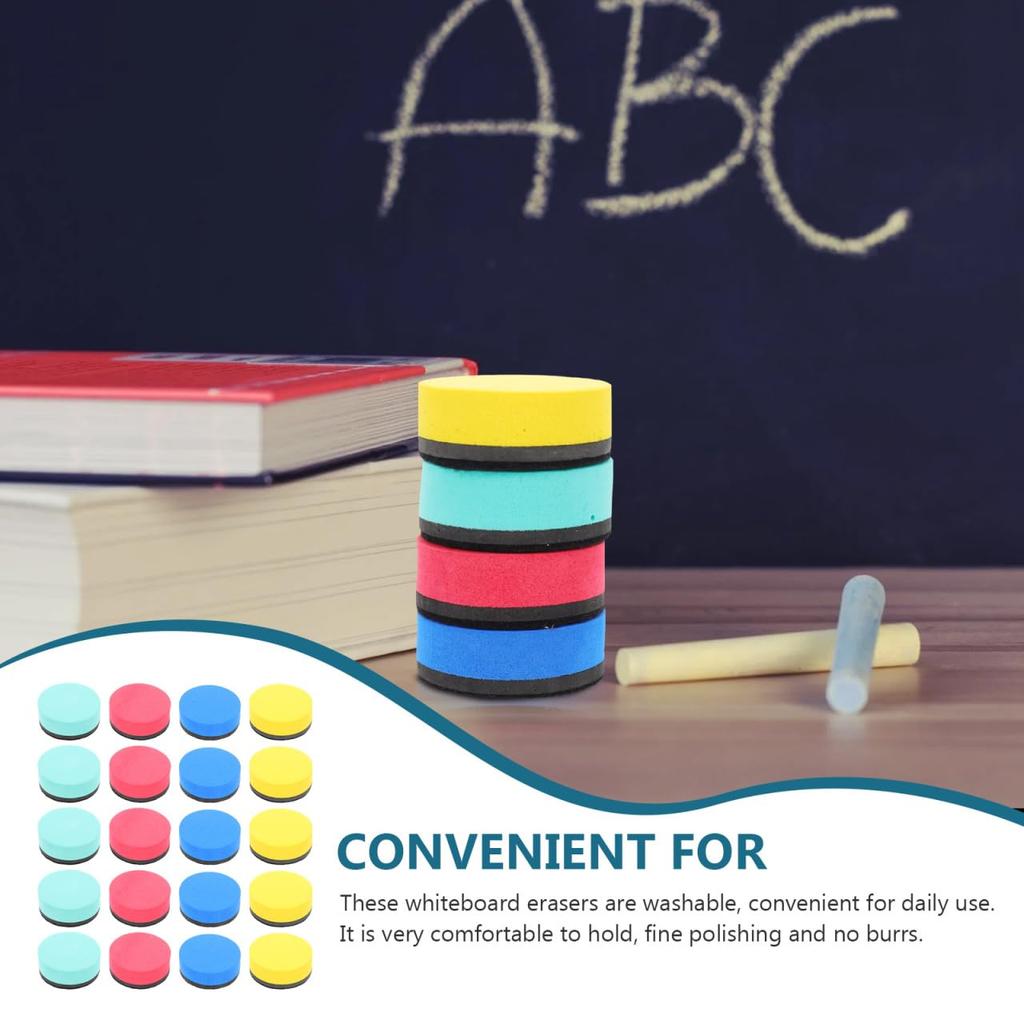 EXCEART Whiteboard Erasers, 20-Pack, Magnetic, Easy to Erase, Felt, Small, Mini Cleaner, Multi-purpose, for School and Office