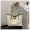 Fresh Temperament Fashion Design Oceanic Colour Blocking Straw Texture Single Shoulder Armpit Bag Female