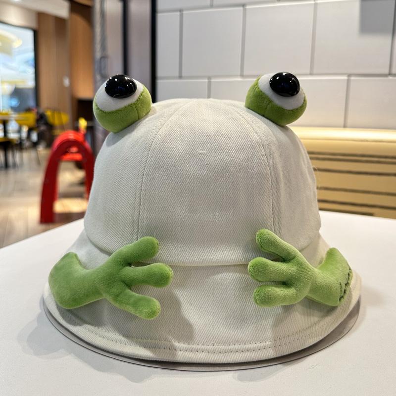 Chic Fisherman Frog Hat Womens Cartoon Sunshade Bucket Hat For Spring Summer