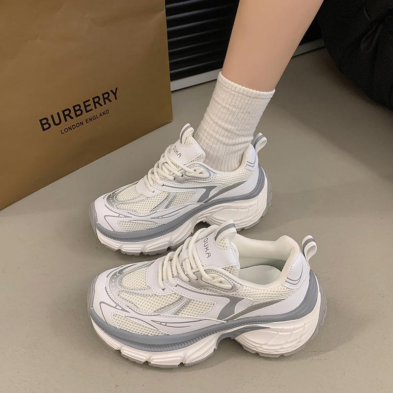 Popular Dad Shoes Women's 2025 New Spring, Summer and Autumn Popular Color Matching Sports Shoes Ins Thick-soled Heightening Casual Women's Shoes