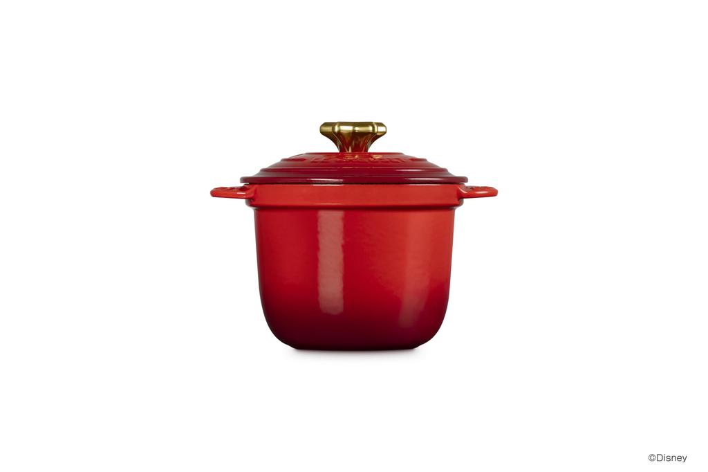 LE CREUSET Mickey Every Enamel Cast Iron Cherry Red Oven and Dishwasher Safe Japanese Mouse/Cocotte 18" Pot, (Start Knob), [Official Product]
