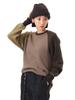 Beams Boy Women's 14 Gauge Waffle Crew Knit, Olive Free