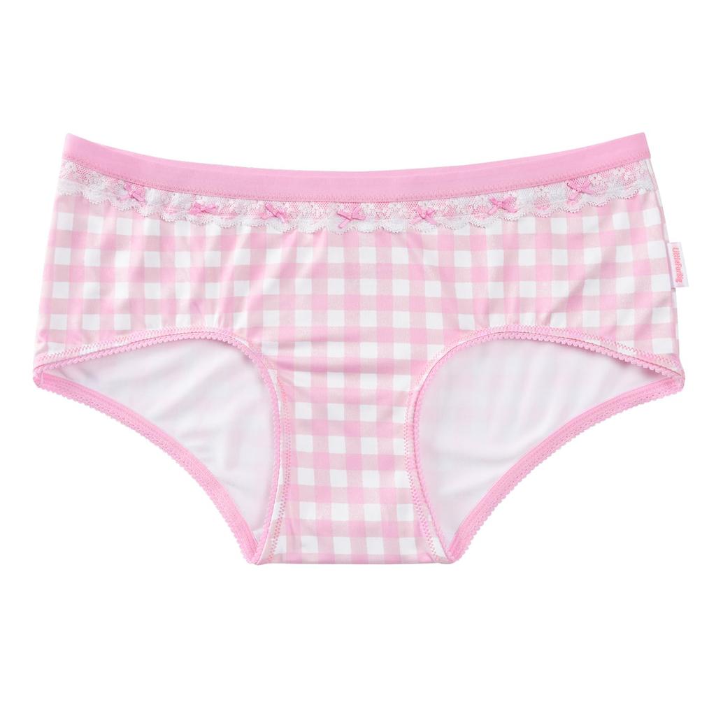 Bralette Set Smooth and Silky Like Camisole and XXXXL [LittleForBig] Women's 2-Piece (Gingham Lolita) - Milk, Panties, Pink,