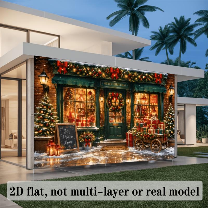 1Pcs Christmas Street Corner Store Decoration Background Winter Backdrop For Photo Studio Photo Booth Party