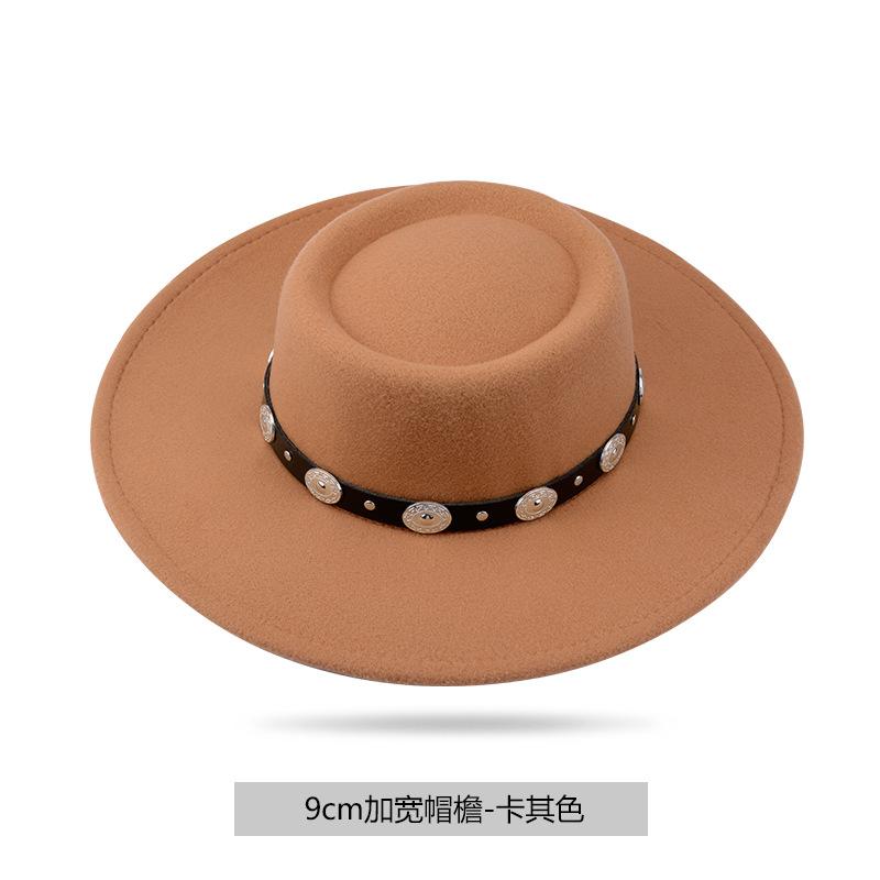 Autumn and winter hats women's large brim felt top hats men's and women's woolen jazz hats