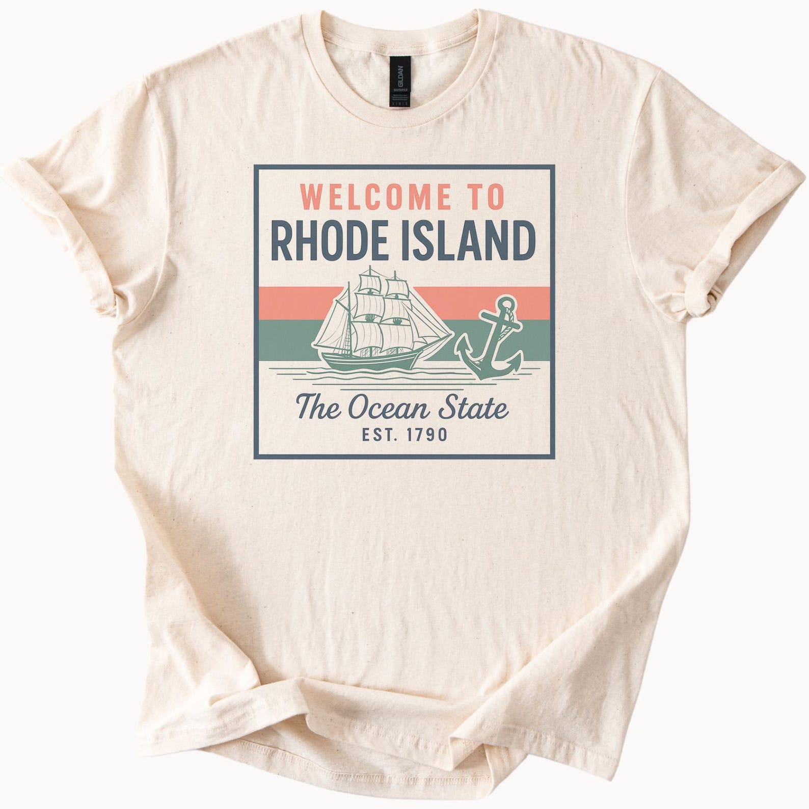 Rhode Island Welcome Shirt Ocean State Graphic Tee Nautical Ship Anchor Design Rhode Island Souvenir Apparel Est 1790 State Pride Gift 100