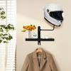 Motorcycle Helmet Rack Wall Mount Bike Helmet Holder 180 Degree Rotation Space Aluminum Hanger with Hook for Keys Hats Helmets