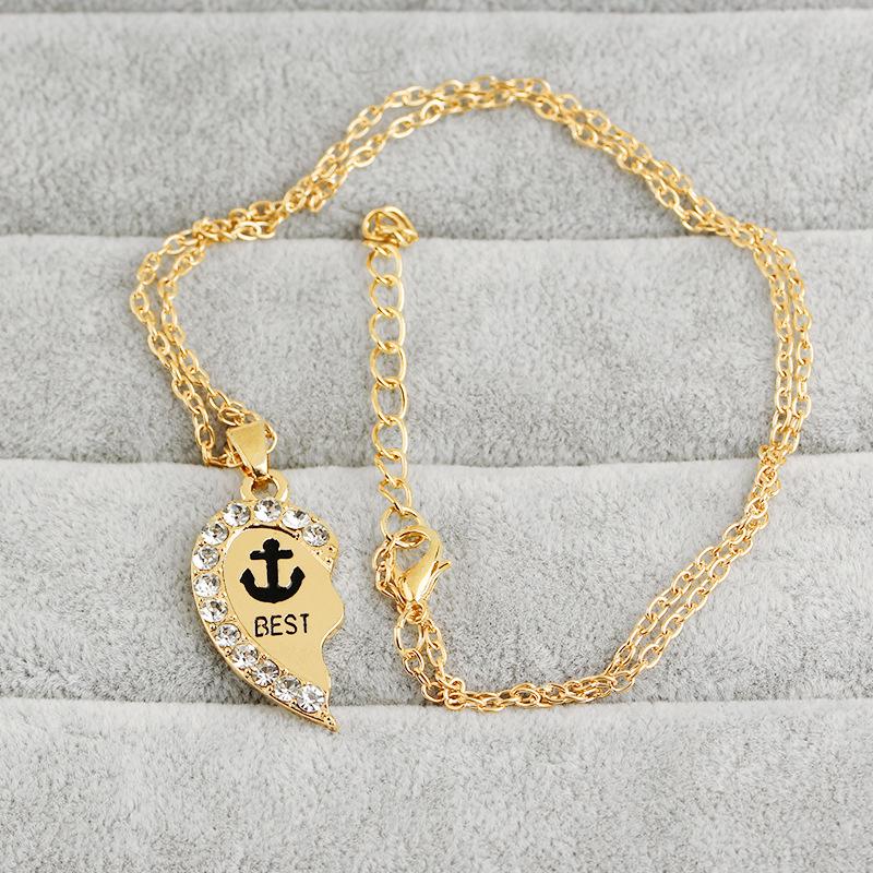 Zhi Jia European & American Fashion Diamond Heart Best Friend Necklace