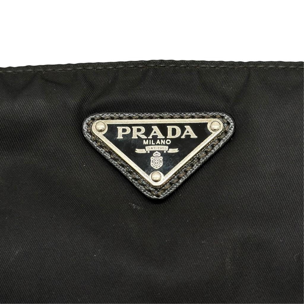 PRADA Triangular logo Shoulder Bag black unisex used