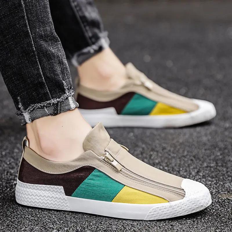 Men's Vulcanized Shoes New In Designer Sneakers Breathable Men Loafers Canvas Mocassins Soft Sole Comfortable Casual Shoes Flats