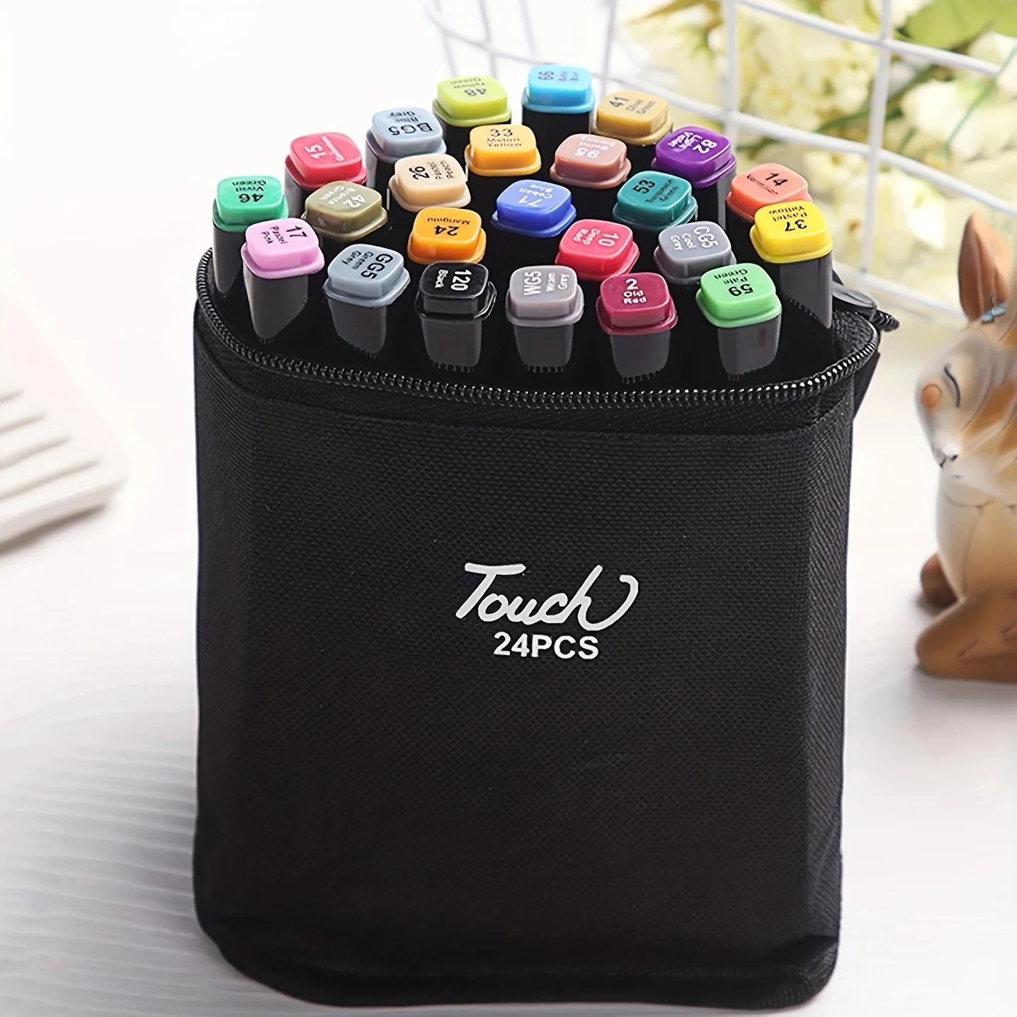 

24 шт.-Цвета Спиртовые маркеры Двусторонние Перманентные художественные маркеры для раскрашивания, иллюстраций и эскизов, Маркеры для манги Детские взрослые